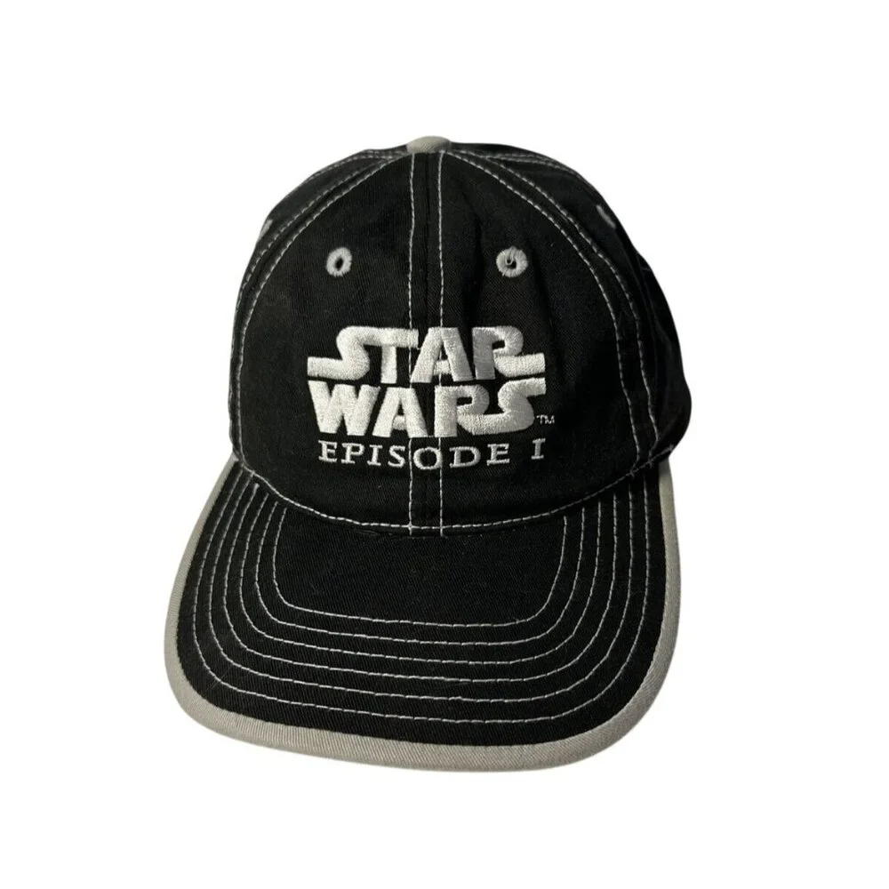 Vintage 90’s Star Wars Episode 1 Black Hook & Loop Hat Cap Size Boys 8-20 - Picture 2 of 7